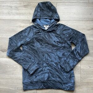 Athleta Girl In Your Element Hoodie Sweatshirt Size‎ L 12 Marble Blue Thumb Hole